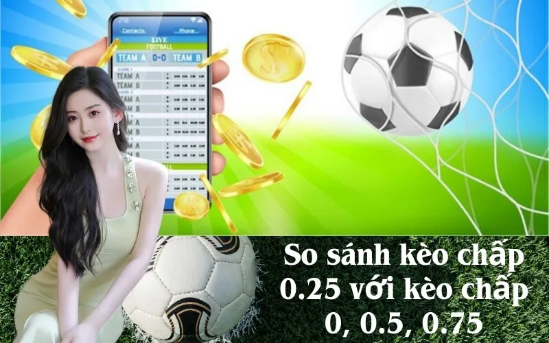 So sánh kèo chấp 0.25 với kèo chấp 0, 0.5, 0.75